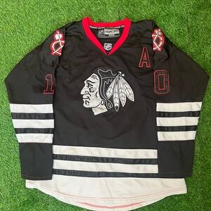 Black and White Hockey Jersey with Red Accents